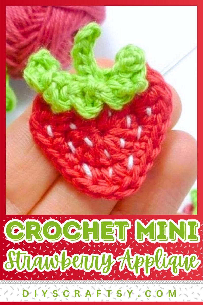 Crochet Strawberry Applique