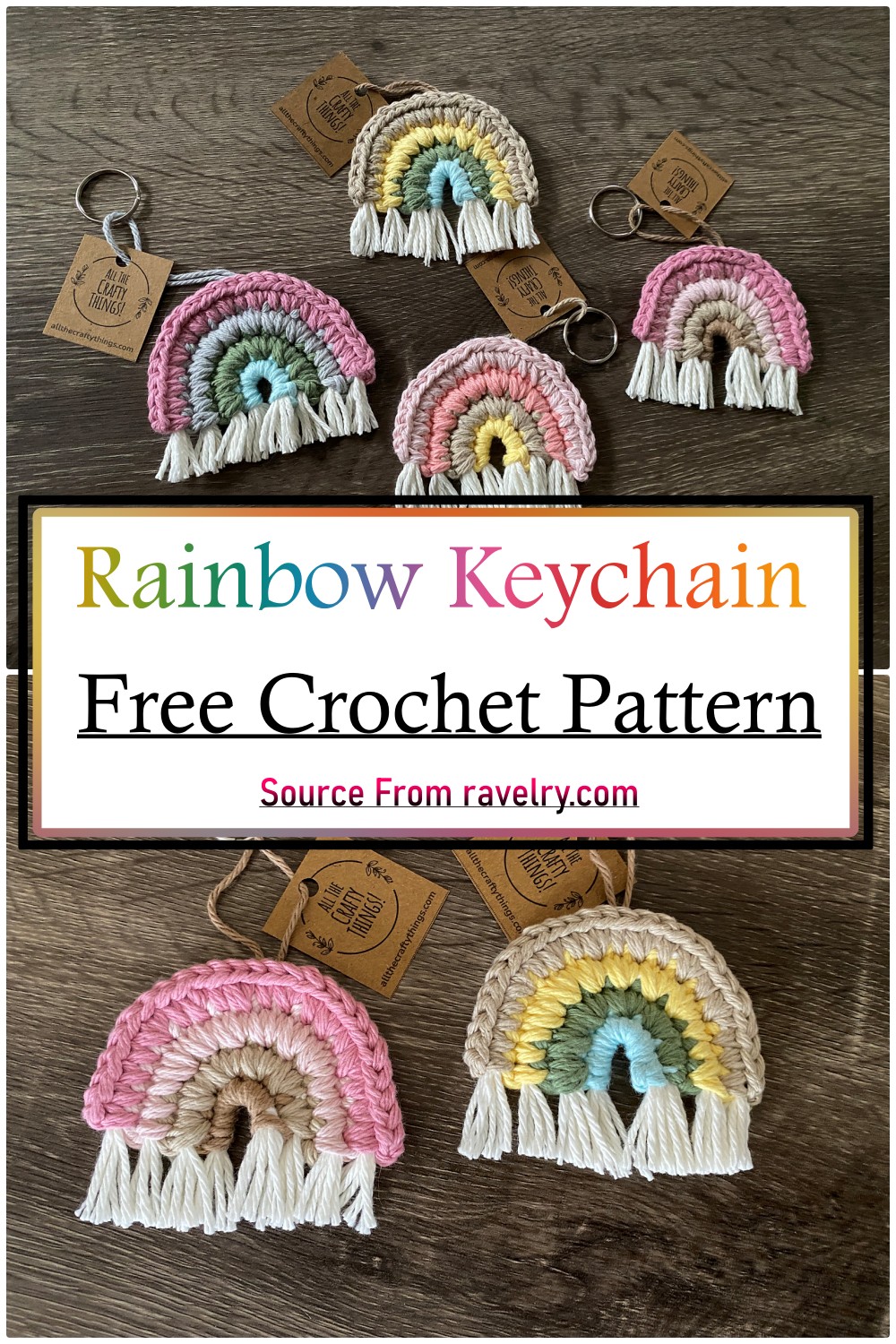 Crocheted Rainbow Keychain