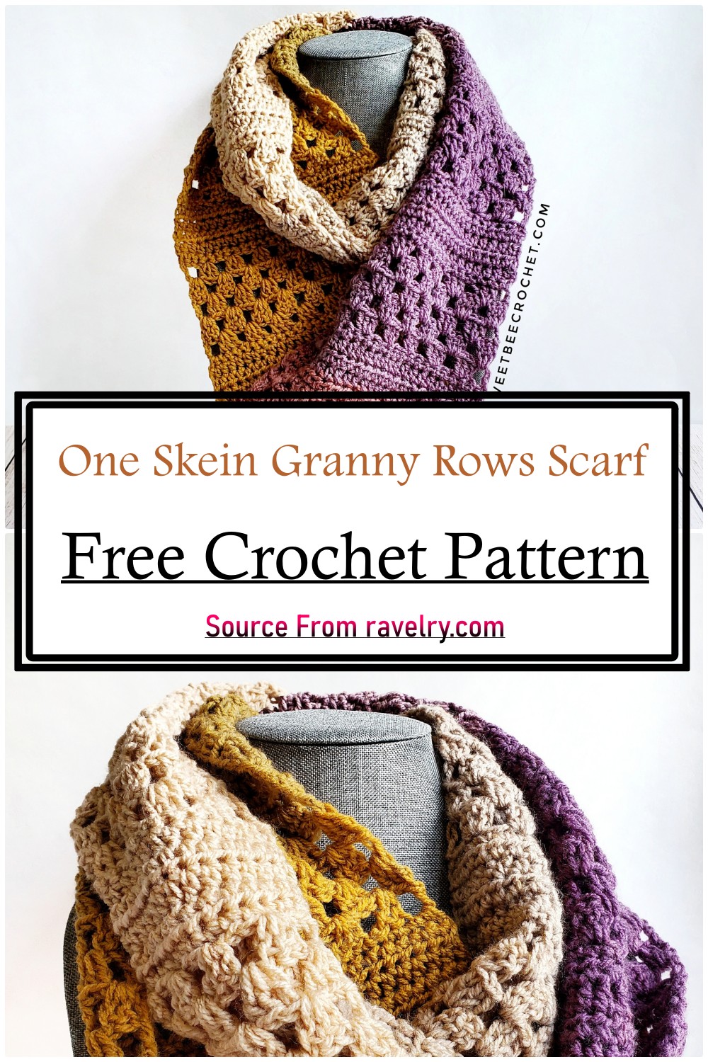 One Skein Granny Rows Scarf