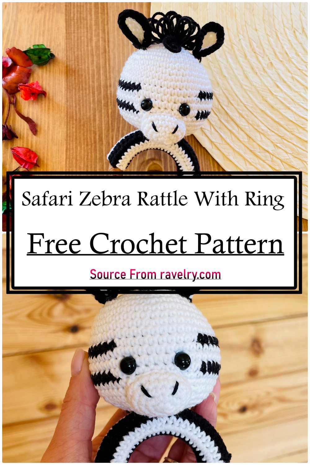 Safari Zebra Rattle With Ring