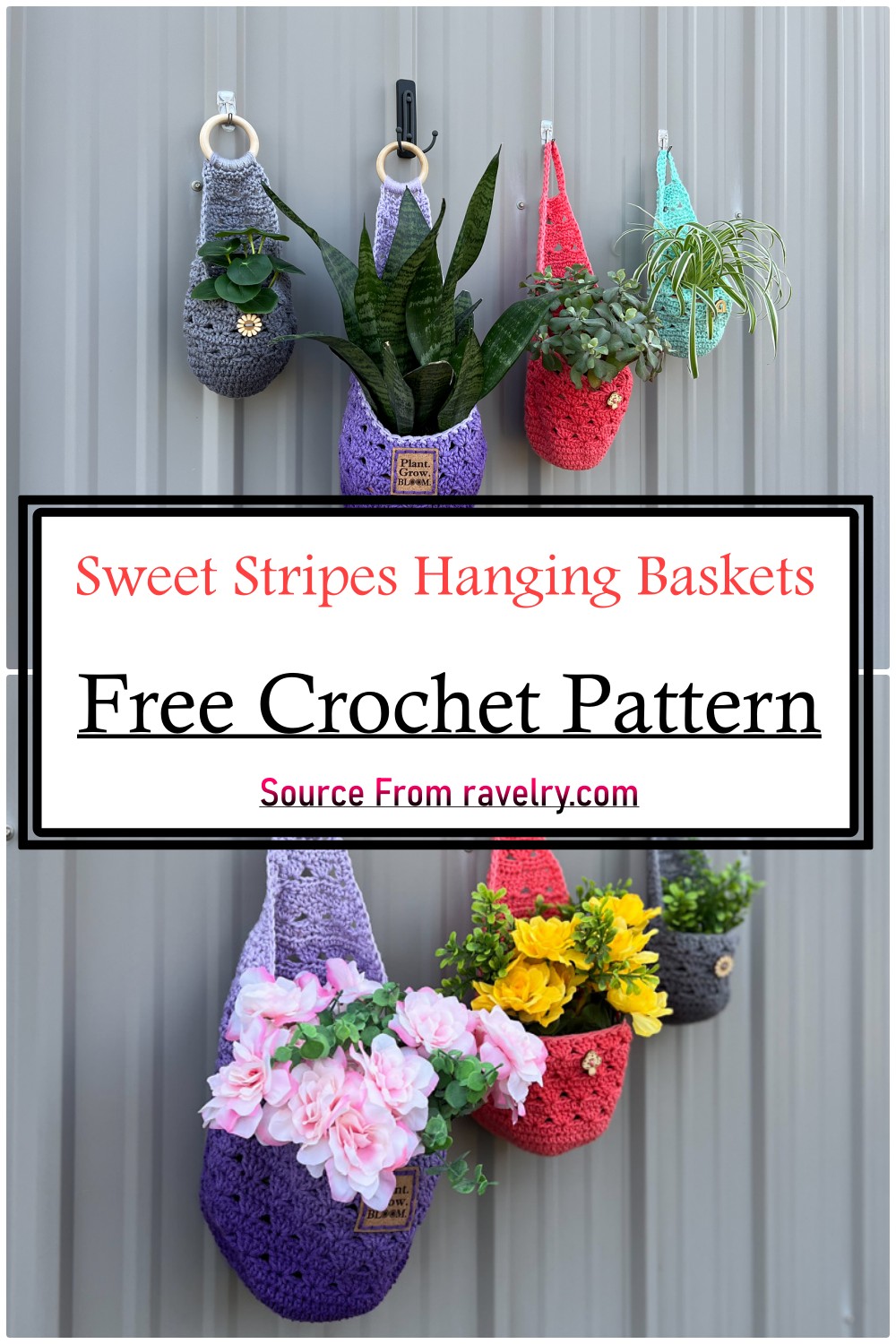 Sweet Stripes Hanging Baskets