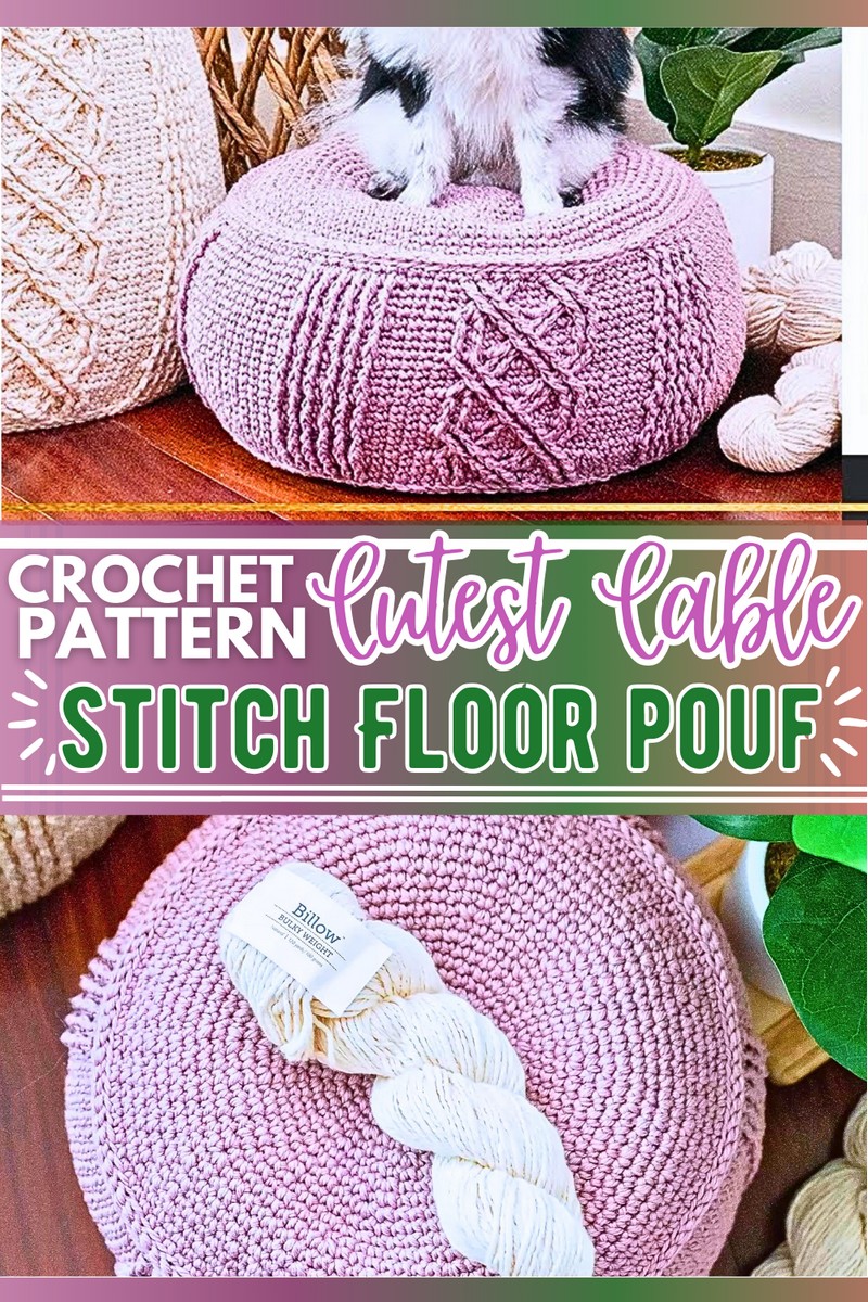crochet cable poufe
