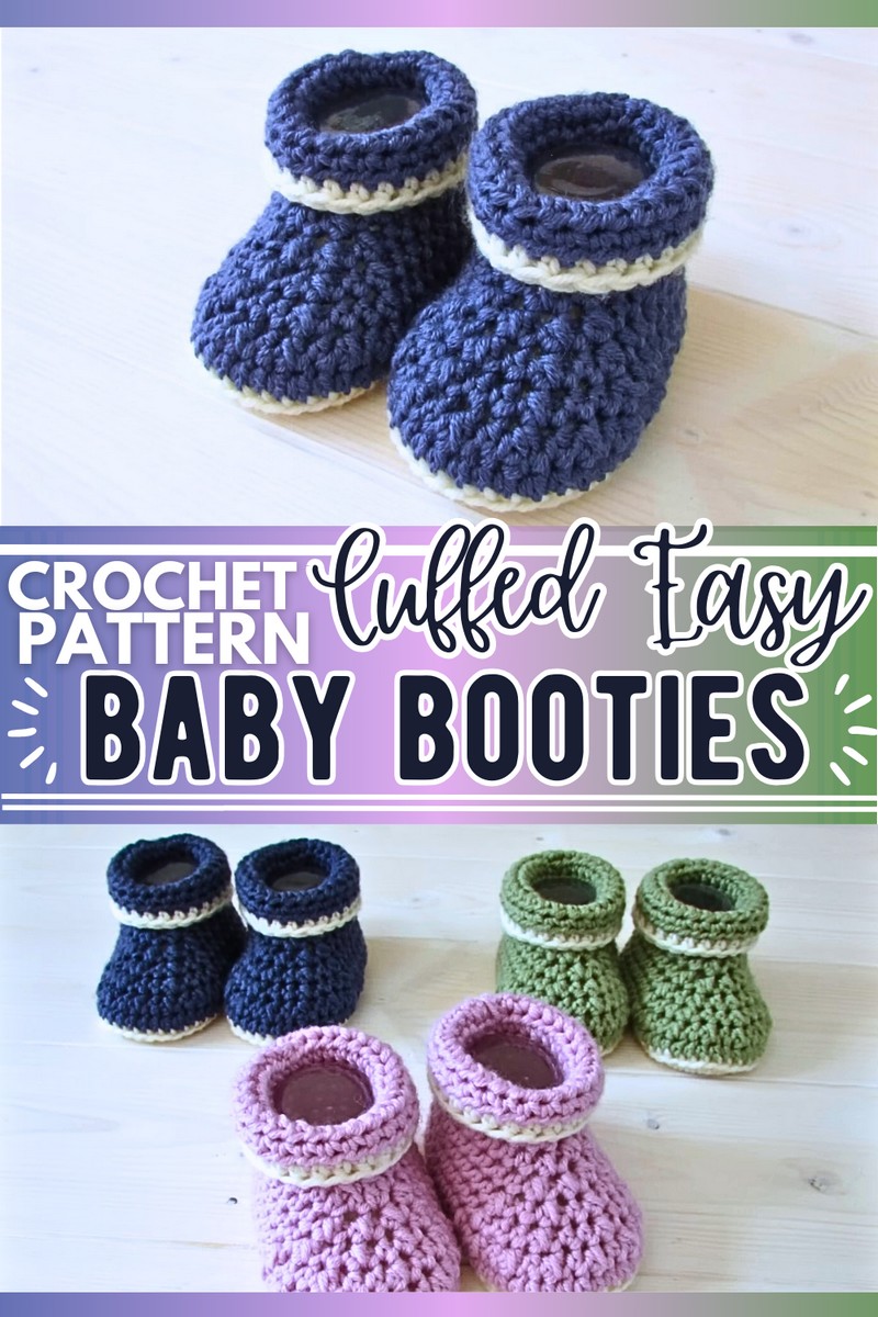 crochet cuffed baby booties