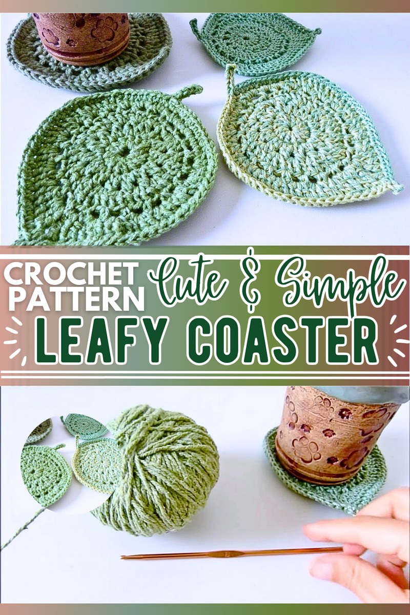 crochet leaf coaster