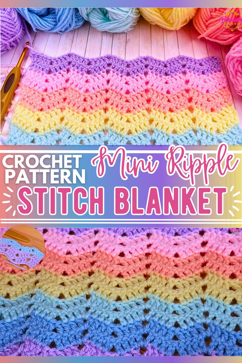 crochet mini ripple stitch blanket
