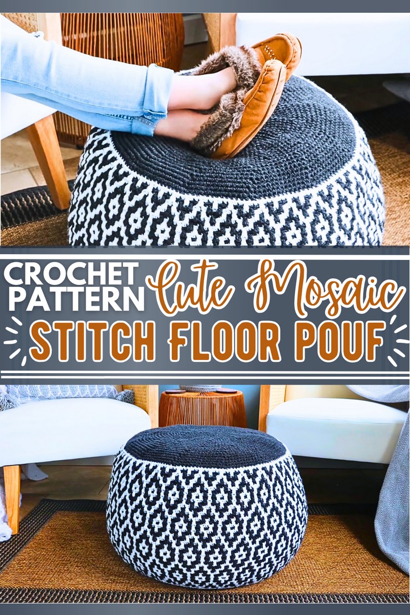 crochet mosaic stitch pouf