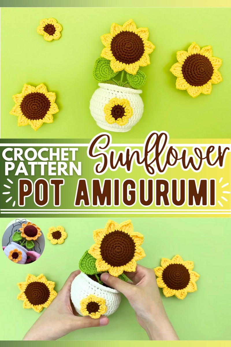 crochet sunflower pot amigurumi