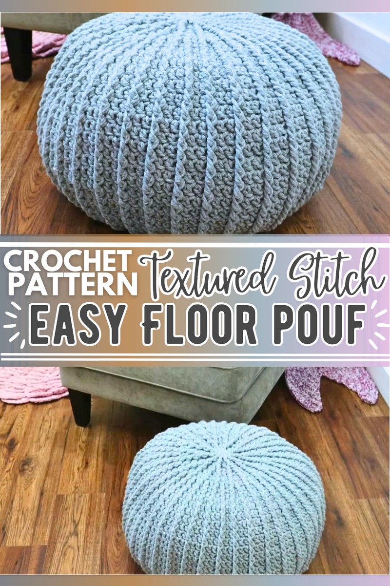 crochet textured floor pouf