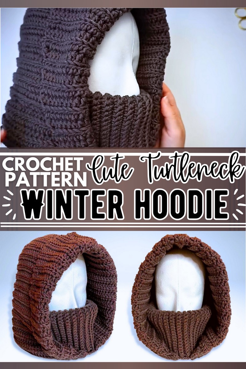 crochet turtleneck hoodie