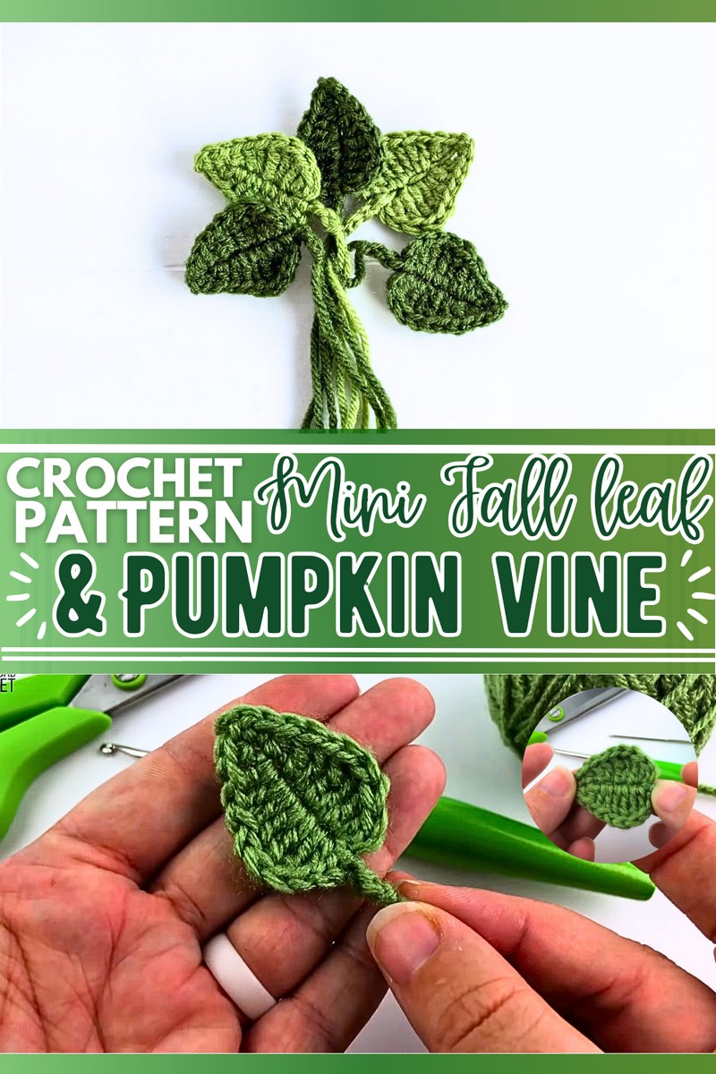 fall and pumpkin crochet leaf