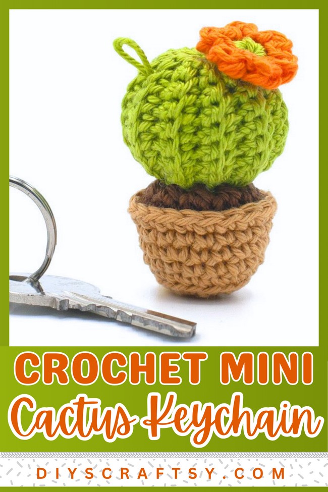 Cute Mini Cactus With Flower Keychain