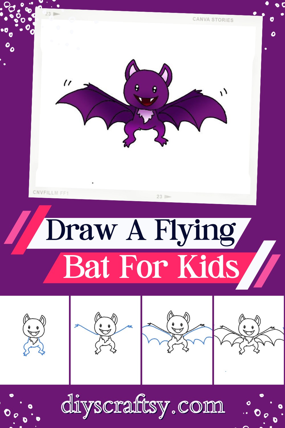 Draw A Flying Bat For Kids