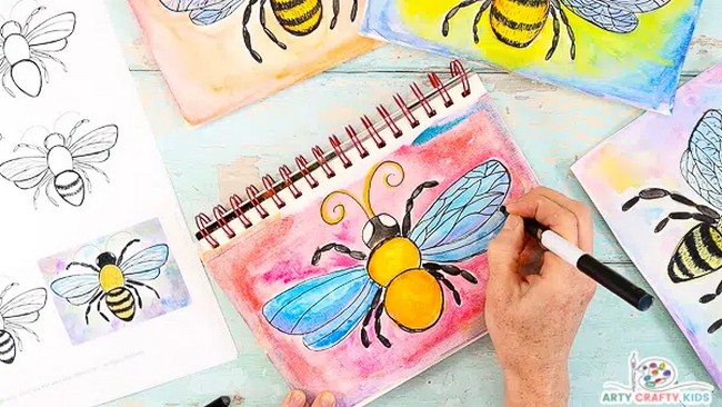 Honey Bee Drawing For Kids