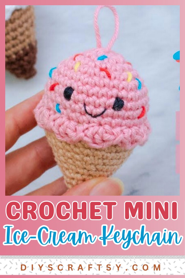crochet ice cream keychain