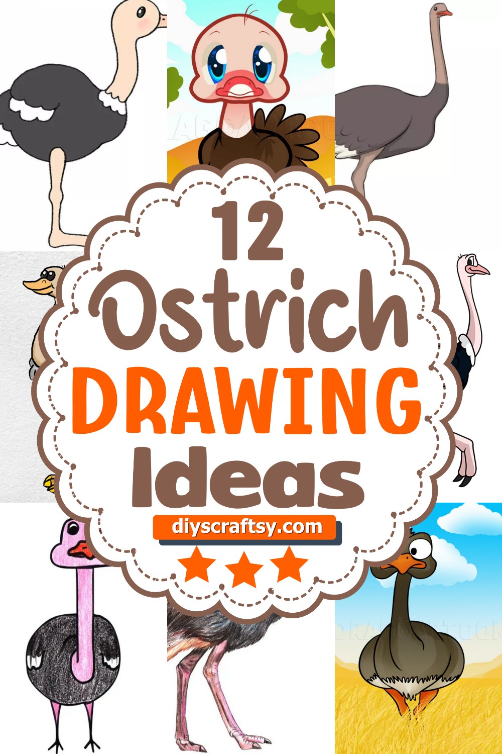12 Ostrich Drawing Ideas