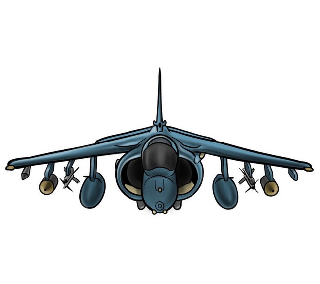How to draw Hawker Siddeley Harrier British military jet