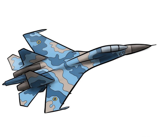How to draw Russian Sukhoi Su-27 jet