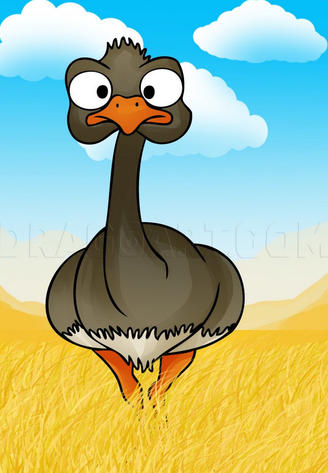 Cute Easy Draw A Ostrich