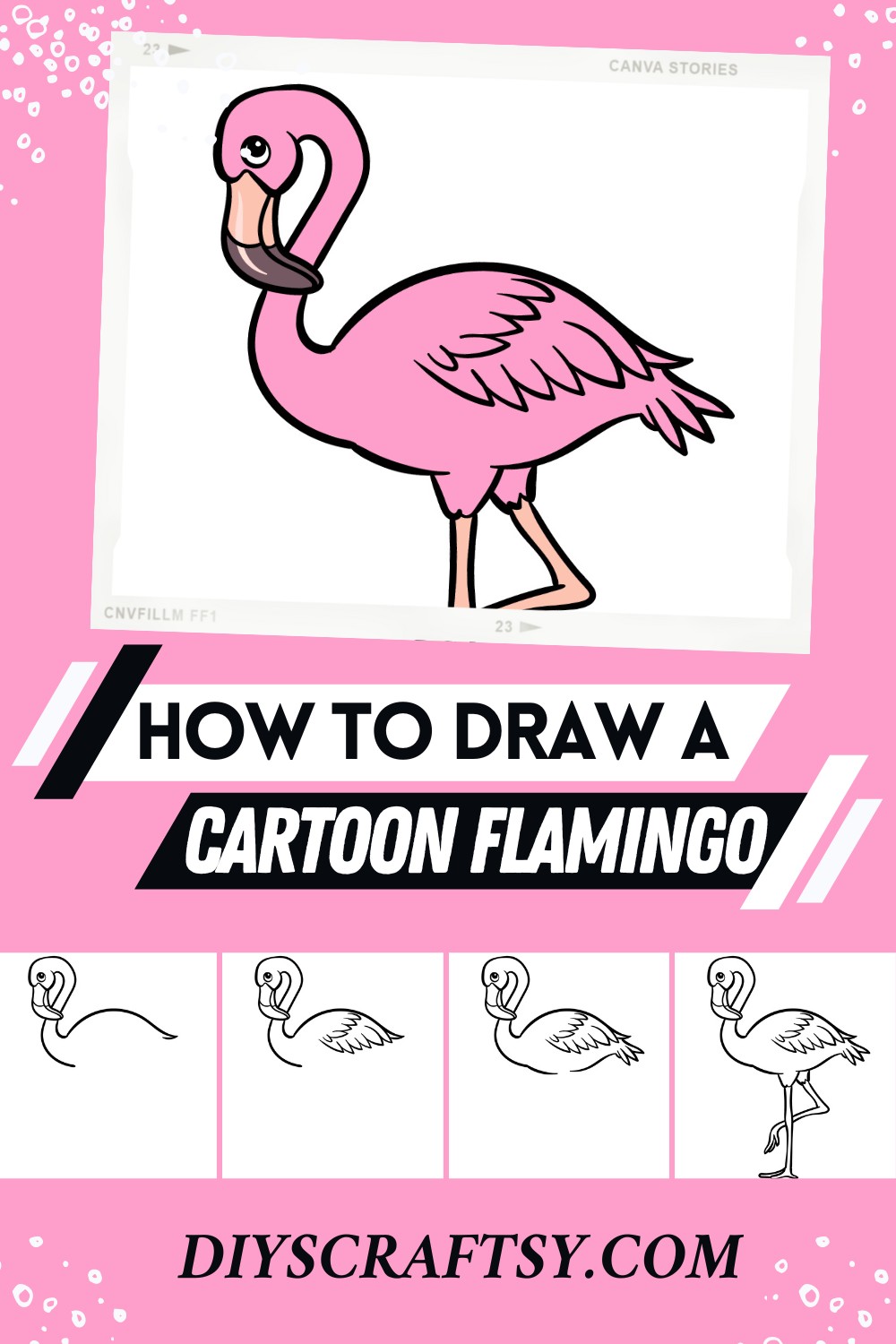 How To Draw A Cartoon Flamingo