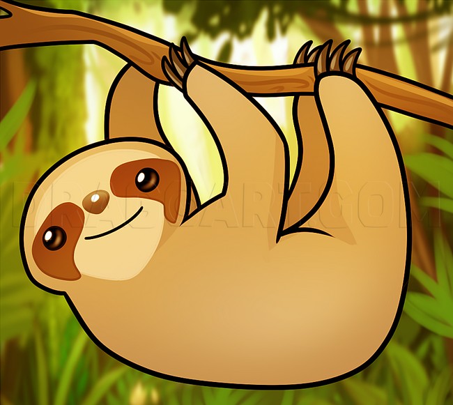 How To Draw A Cartoon Sloth