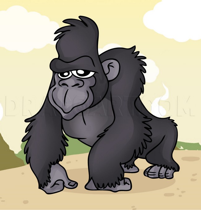 How To Draw A Gorilla Cartoon Gorilla