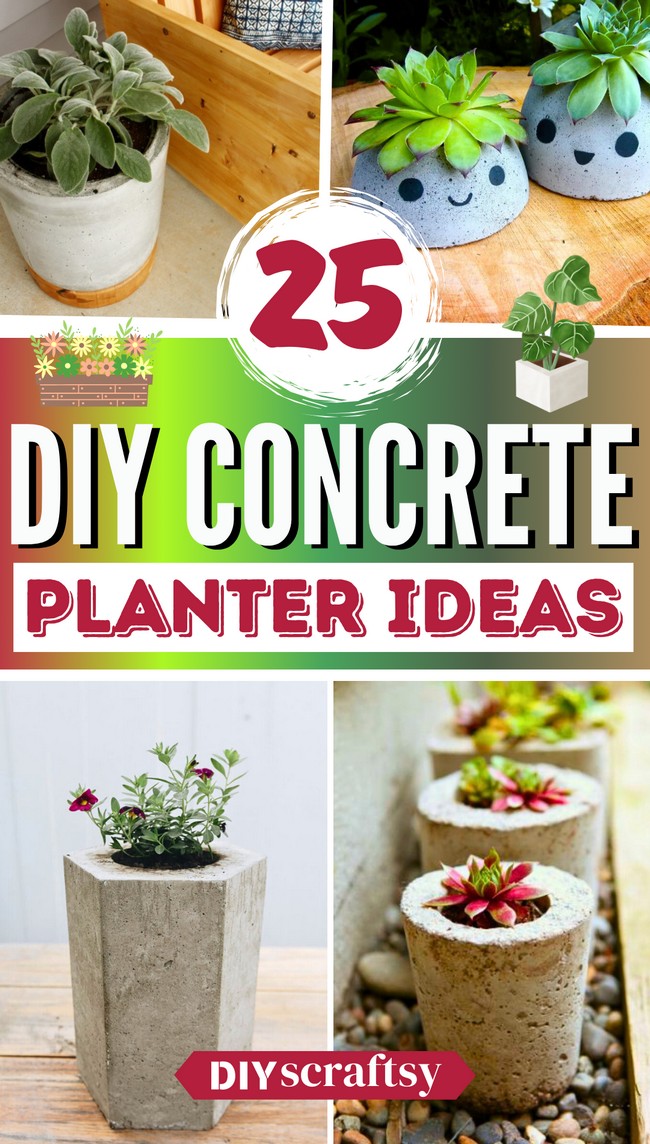 25 DIY Concrete Planter Projects For Garden