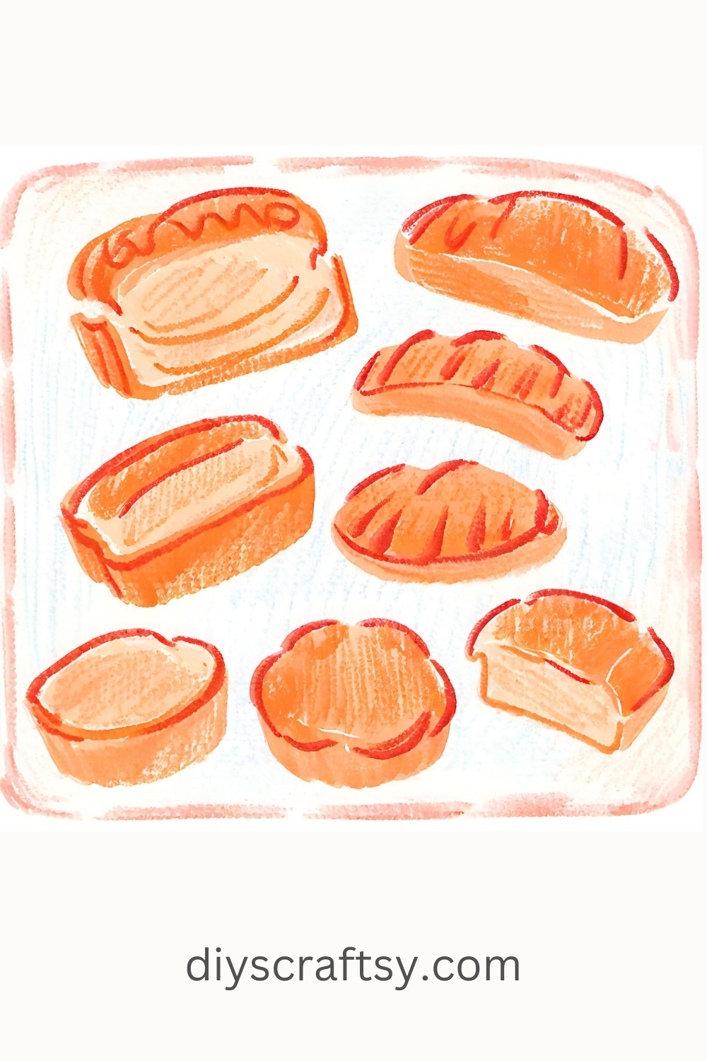 Six Watercolor Bread