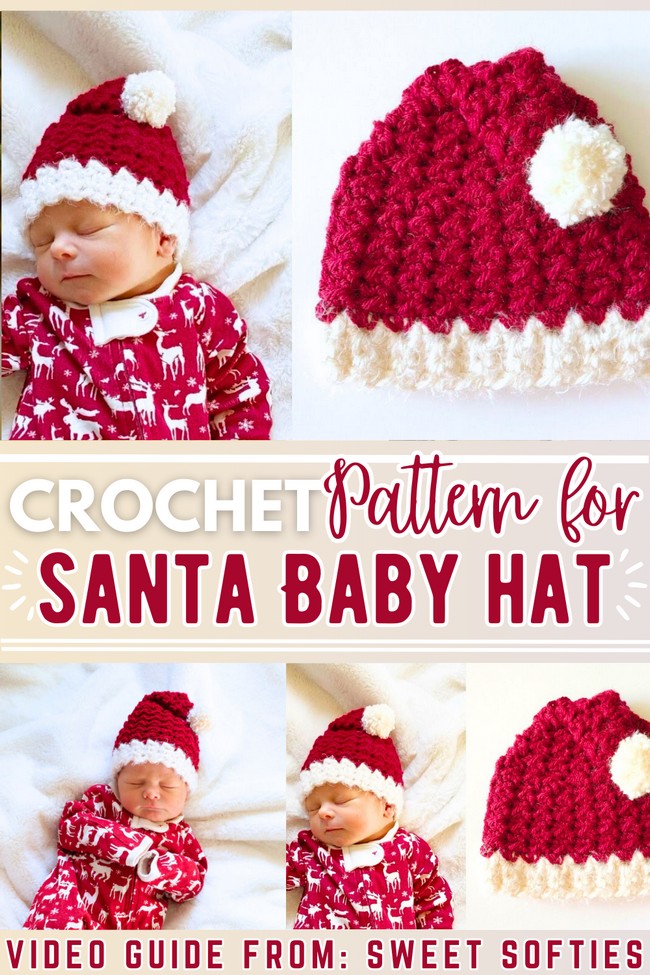 Crochet Newborn Sleeping Santa Cap