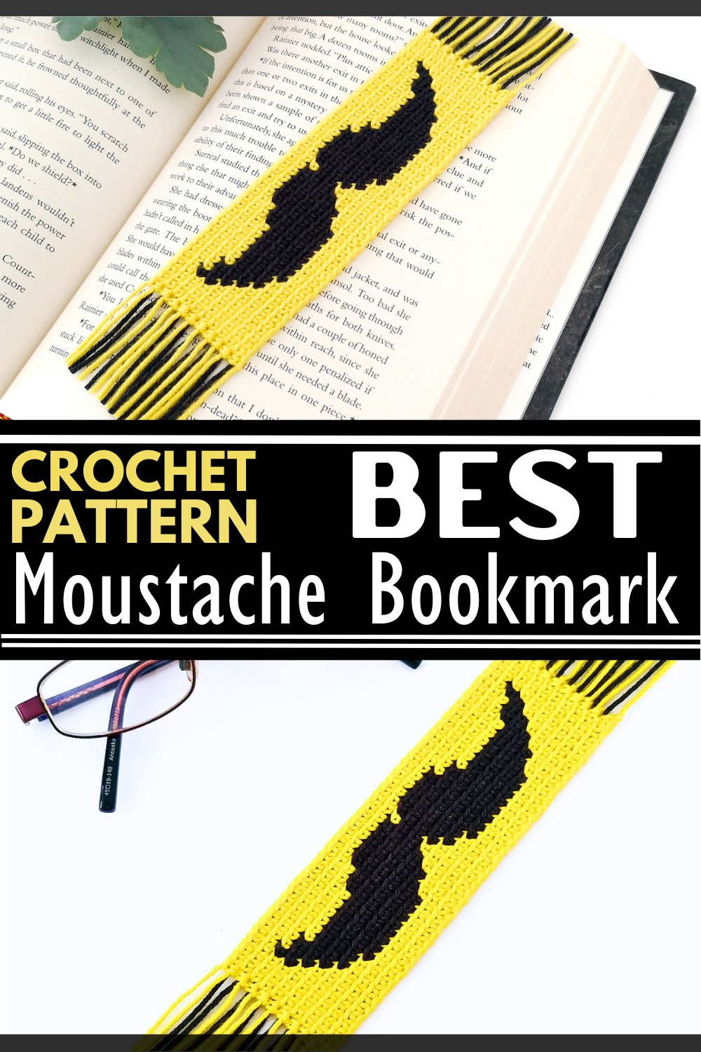 Moustache Crochet Bookmark