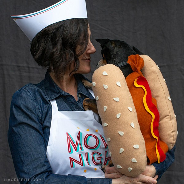 DIY dog hot dog costume