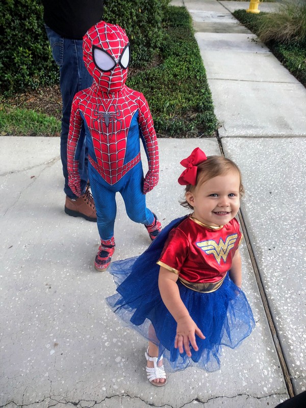 Superhero Spiderman and Wonder Woman Costume