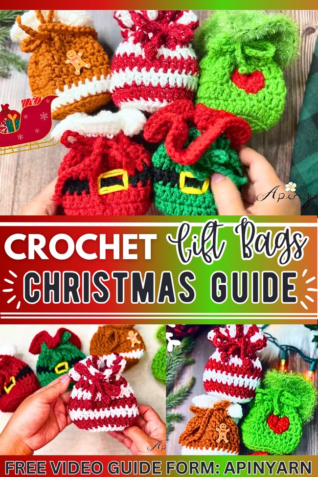 crochet Christmas gift bags
