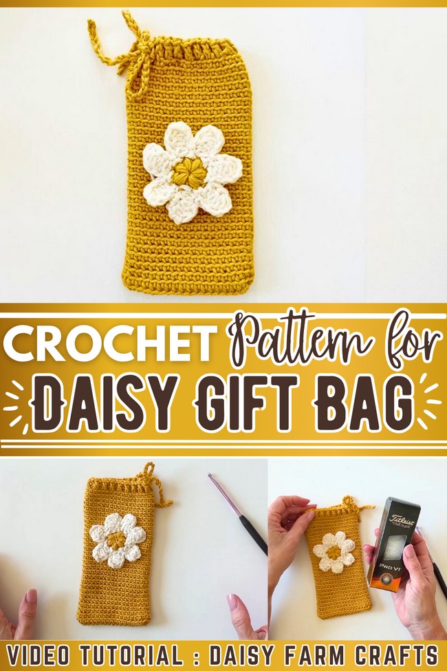 Crochet Daisy Gift Bag