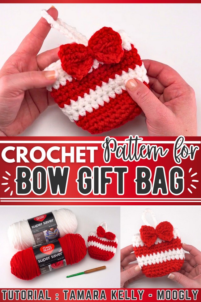 crochet bow gift bag