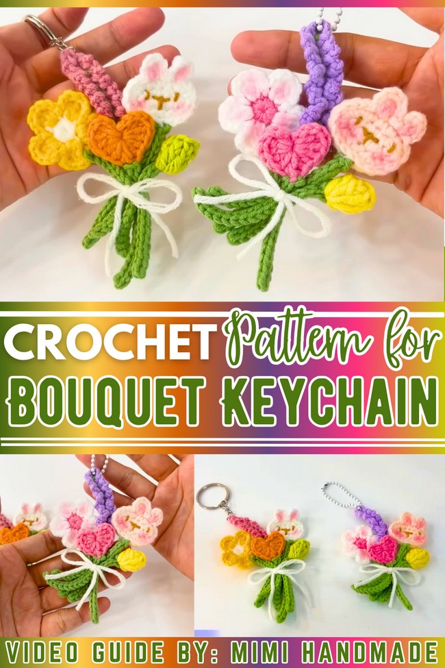 Crochet Bouquet Keychain