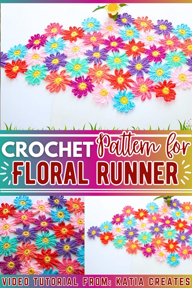 Crochet Floral Table Runner 