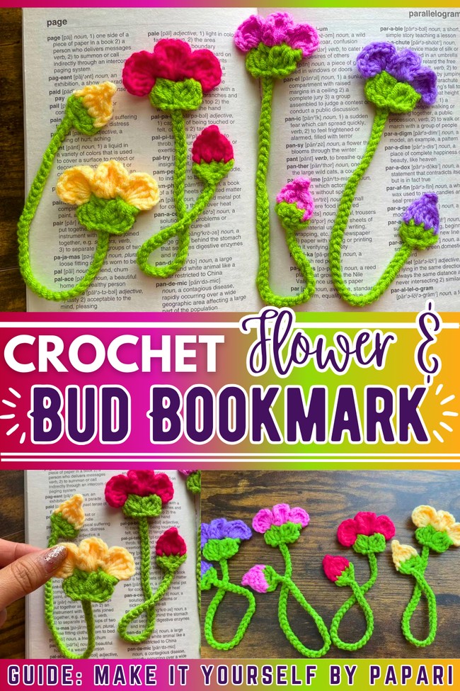 Crochet Flower and Bud Bookmark