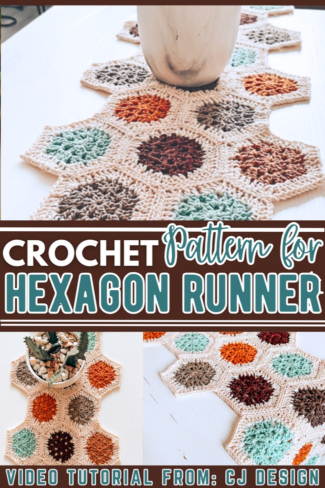 Table Runner With Crochet Hexagons