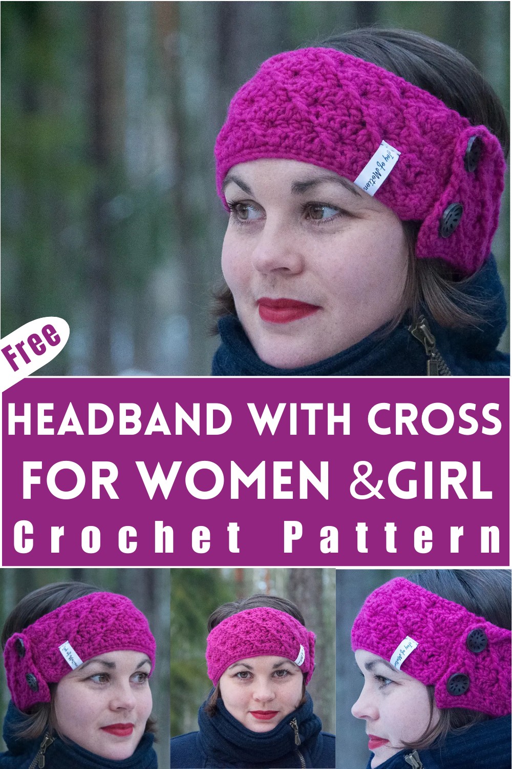 Crochet Headband With Cross Pattern