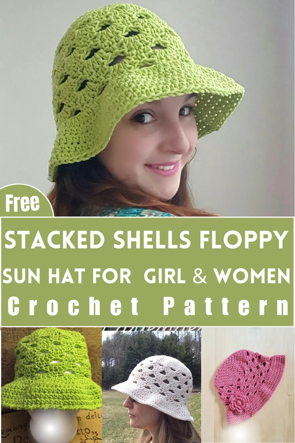 Stacked Shells Floppy Crochet Sun Hat