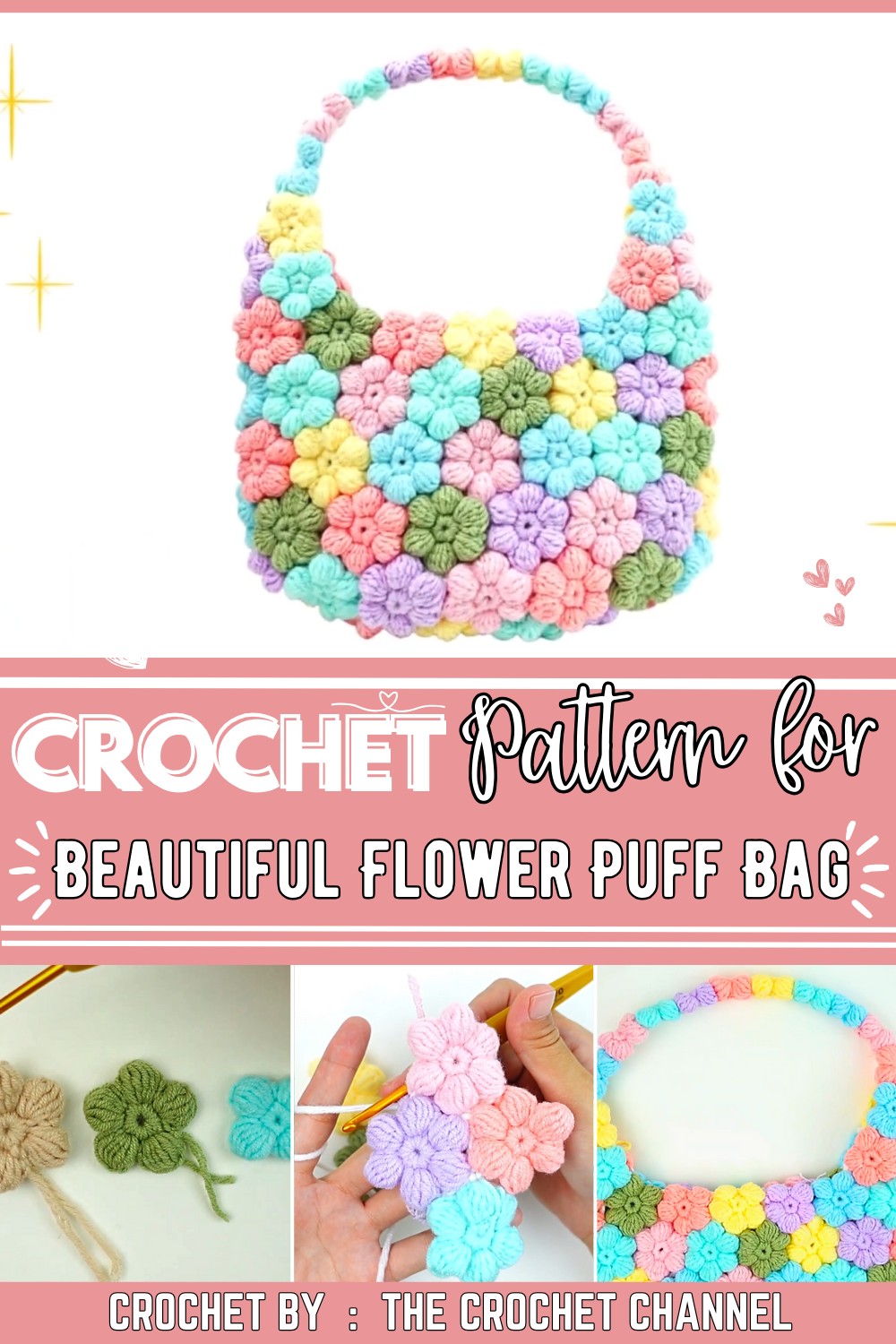 A Beautiful Flower Puff Crochet Bag