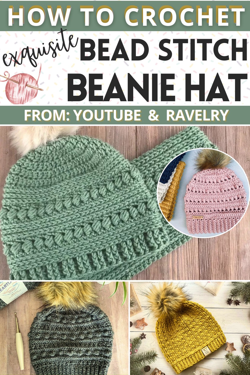 Bead Stitch Beanie Hat Free Crochet Patterns