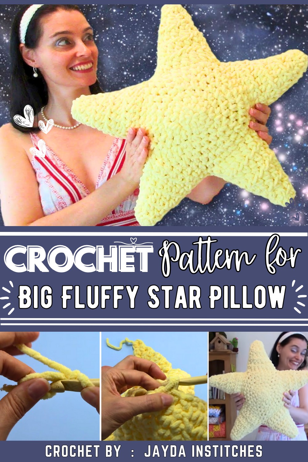 Big Fluffy Star Pillow - Crochet Pattern & Tutorial