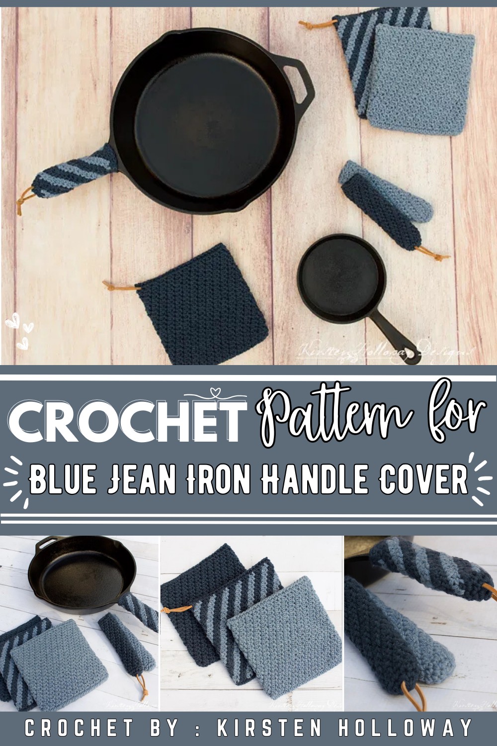 Blue Jean Rhapsody Cast Iron Handle Cover, Hot Pad