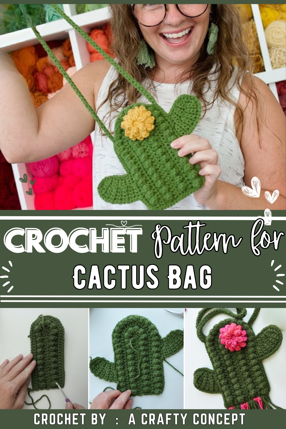 Cactus Bag Crochet Pattern- Free Crochet Cactus Purse Pattern For Beginners