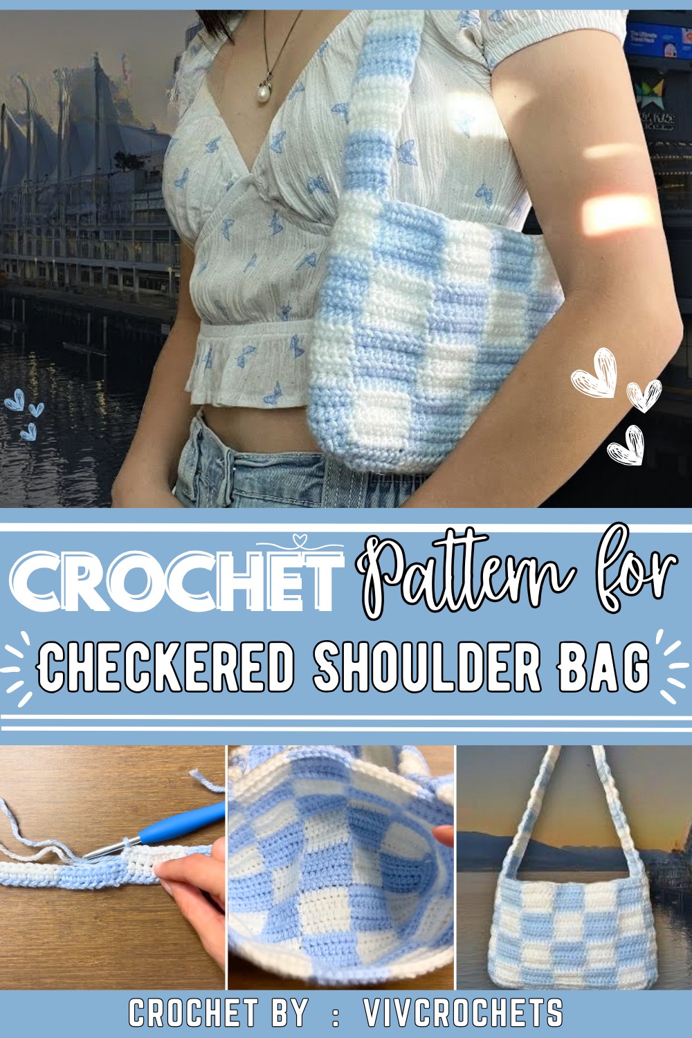 Checkered Crochet Shoulder Bag Tutorial