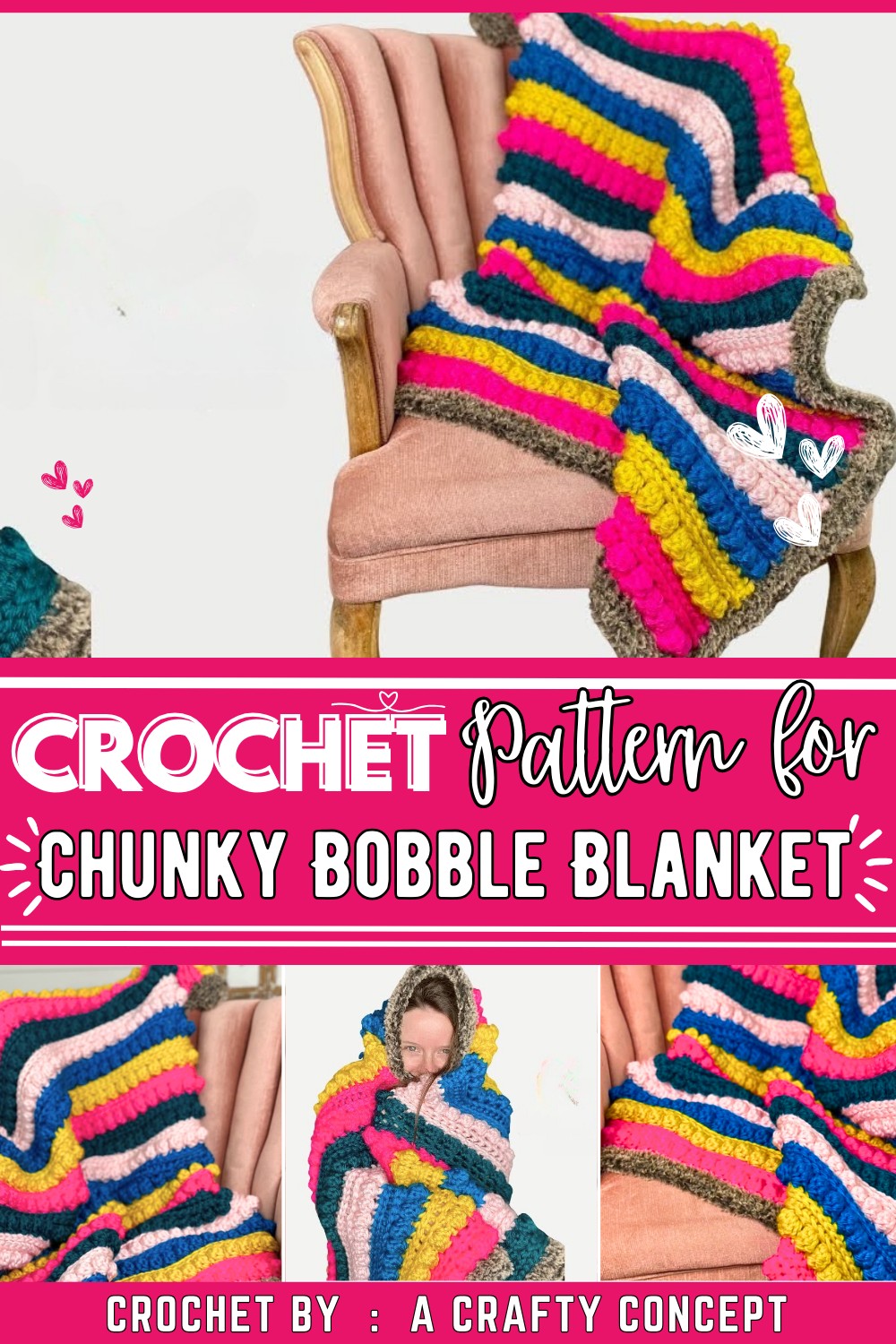 Chunky Bobble Blanket- Free Crochet Pattern