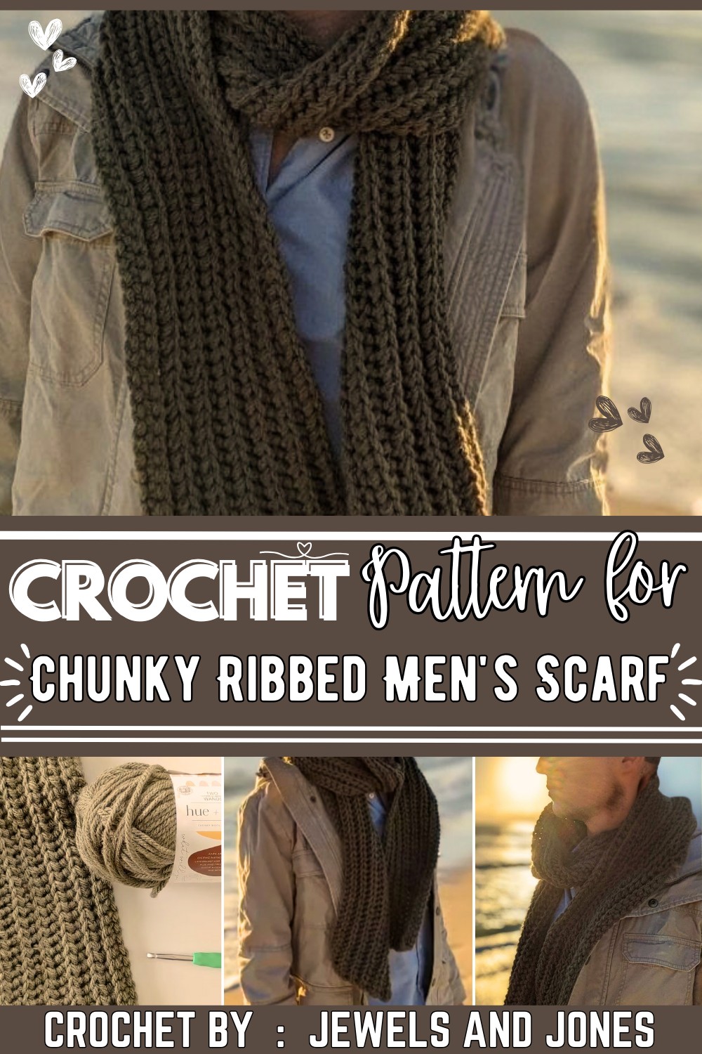 Chunky Ribbed Men's Crochet Scarf Tutorial