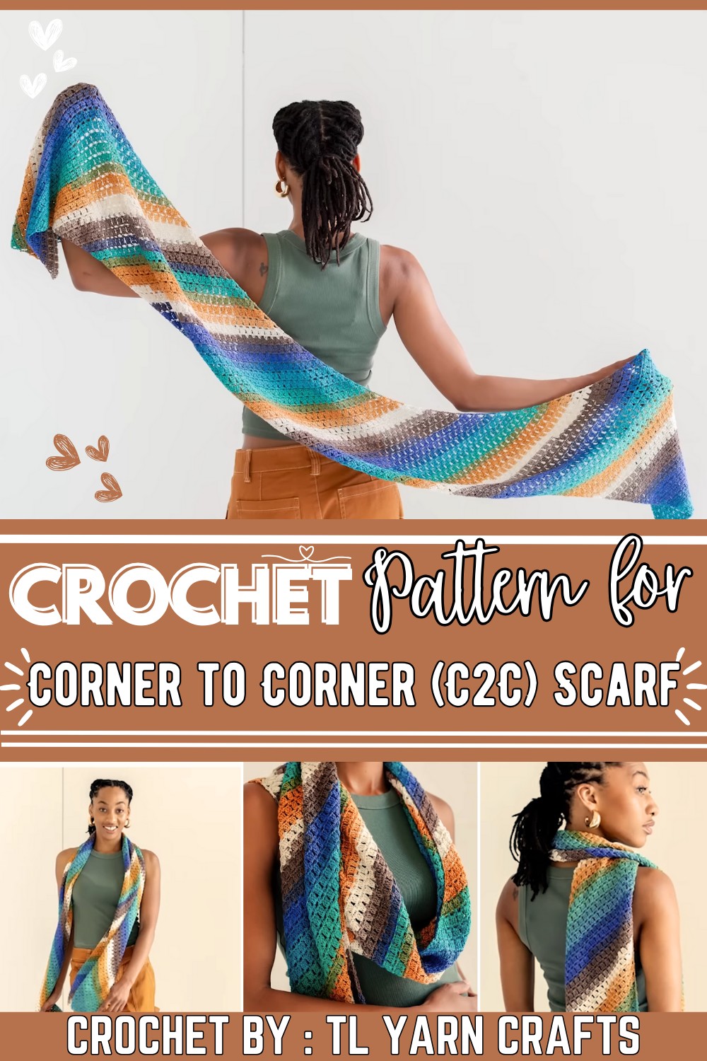 Corner To Corner (C2c) Crochet Scarf 