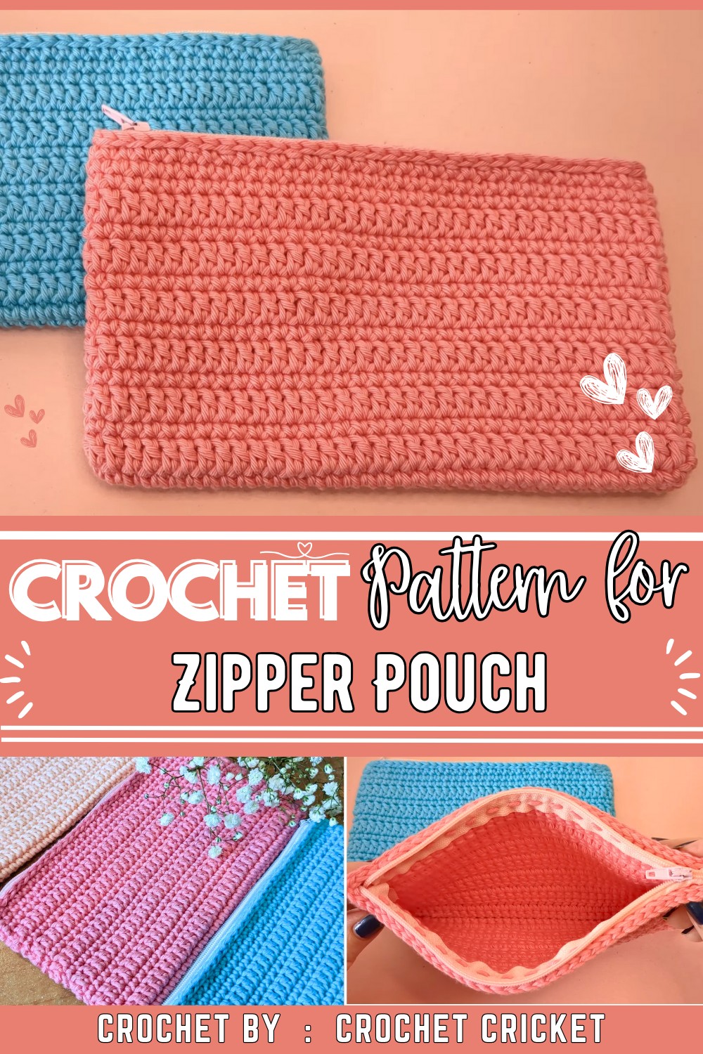 Crickets Crochet Zipper Pouch